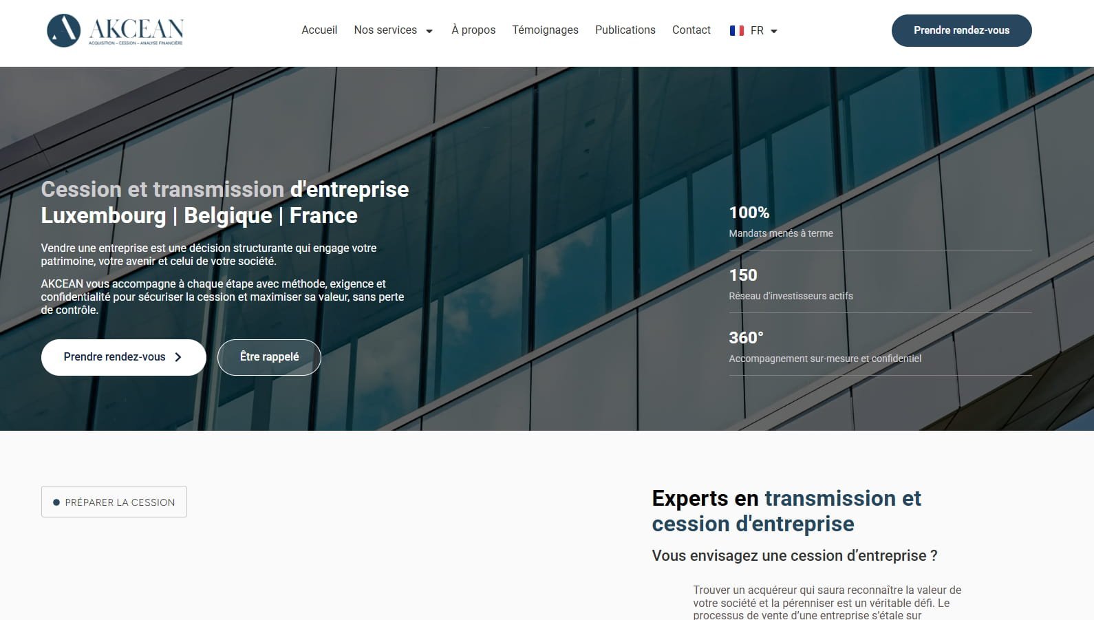 AKCEAN, page services et cession