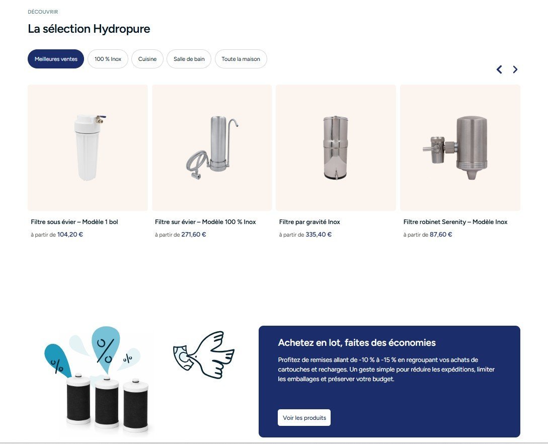 Hydropure, sélection produit