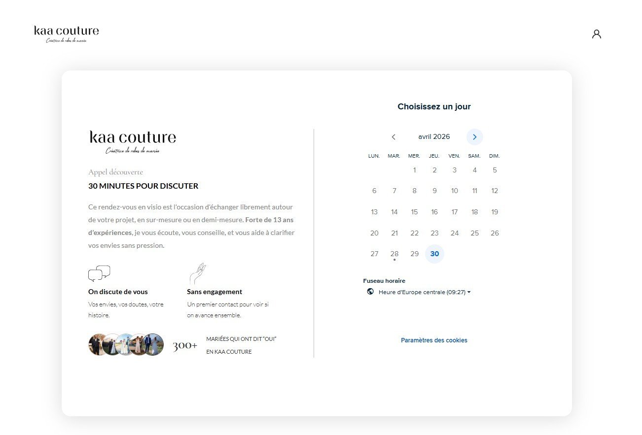 Kaa Couture, prise de rendez-vous
