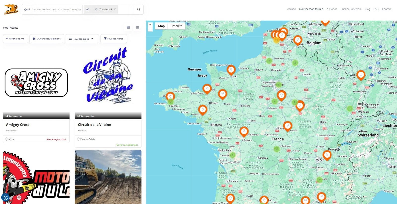 Lapmap, carte interactive des terrains