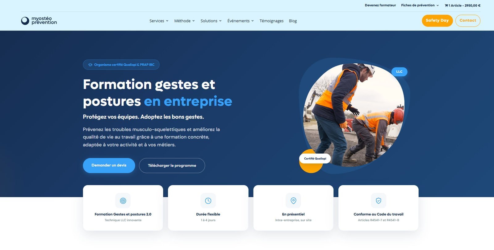My Ostéo Prévention, page formation gestes et postures